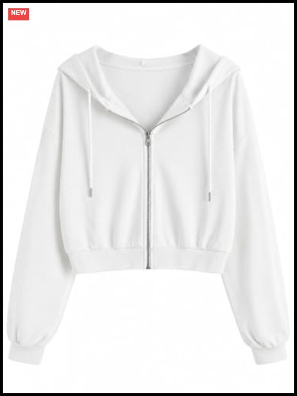 Womens Cropped Zip Up Hoodie Polyester Cotton Blend Lightweight